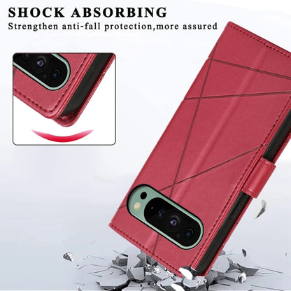 For Google Pixel 9 PU Genuine Leather Texture Embossed Line Phone Case(Red) - Google Cases by PMC Jewellery | Online Shopping South Africa | PMC Jewellery | Buy Now Pay Later Mobicred