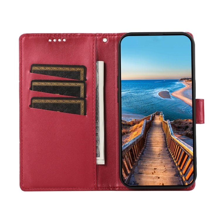 For Google Pixel 9 Pro PU Genuine Leather Texture Embossed Line Phone Case(Red) - Google Cases by PMC Jewellery | Online Shopping South Africa | PMC Jewellery | Buy Now Pay Later Mobicred