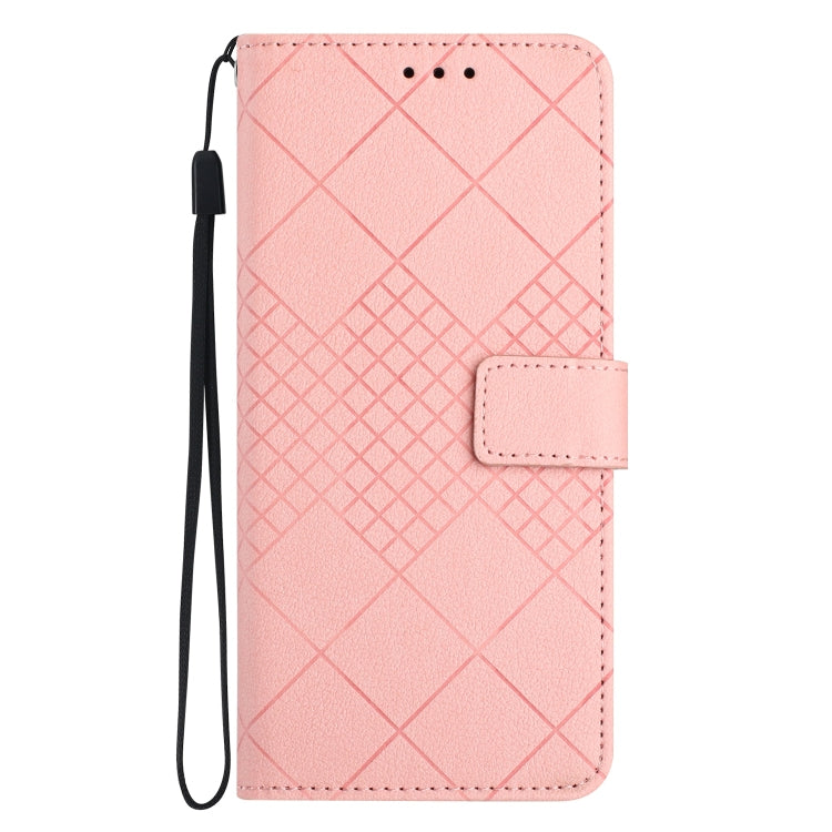 For iPhone SE 2024 Rhombic Grid Texture Leather Phone Case(Pink) - More iPhone Cases by PMC Jewellery | Online Shopping South Africa | PMC Jewellery | Buy Now Pay Later Mobicred