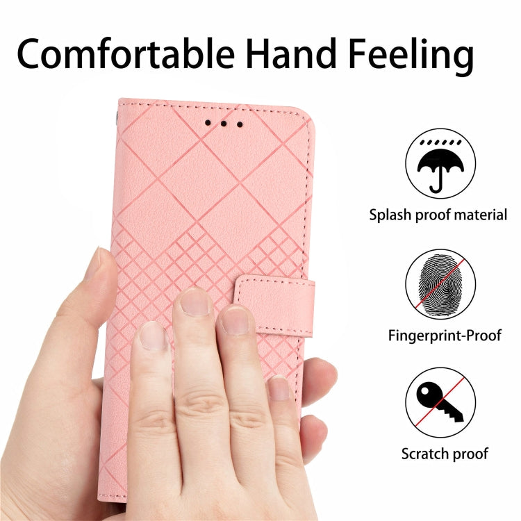 For iPhone SE 2024 Rhombic Grid Texture Leather Phone Case(Pink) - More iPhone Cases by PMC Jewellery | Online Shopping South Africa | PMC Jewellery | Buy Now Pay Later Mobicred