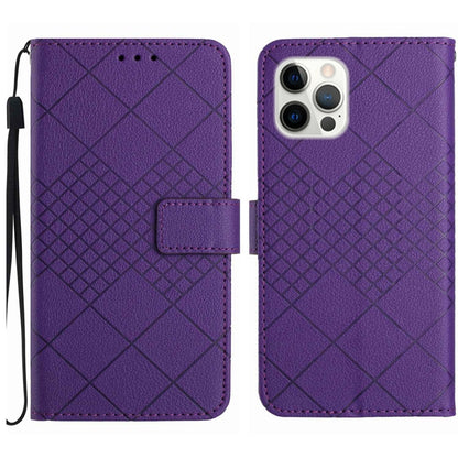 For iPhone 16 Pro Max Rhombic Grid Texture Leather Phone Case(Purple) - iPhone 16 Pro Max Cases by PMC Jewellery | Online Shopping South Africa | PMC Jewellery | Buy Now Pay Later Mobicred