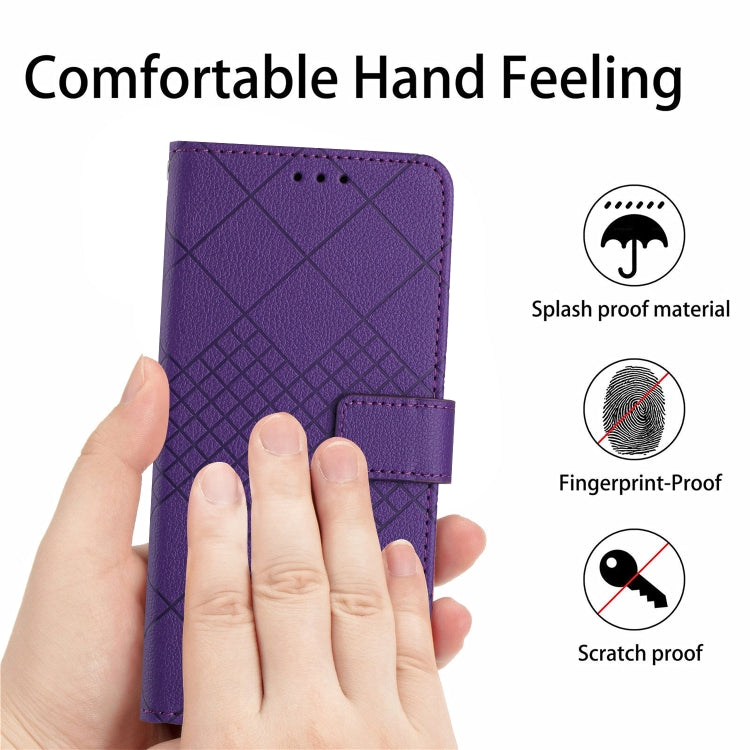 For iPhone 16 Pro Max Rhombic Grid Texture Leather Phone Case(Purple) - iPhone 16 Pro Max Cases by PMC Jewellery | Online Shopping South Africa | PMC Jewellery | Buy Now Pay Later Mobicred