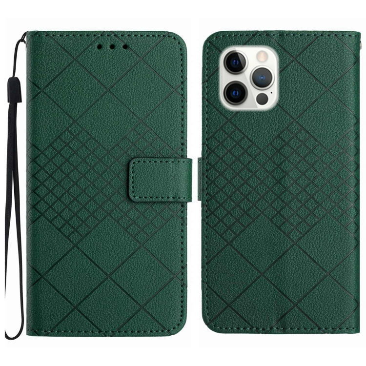 For iPhone 16 Pro Rhombic Grid Texture Leather Phone Case(Green) - iPhone 16 Pro Cases by PMC Jewellery | Online Shopping South Africa | PMC Jewellery | Buy Now Pay Later Mobicred