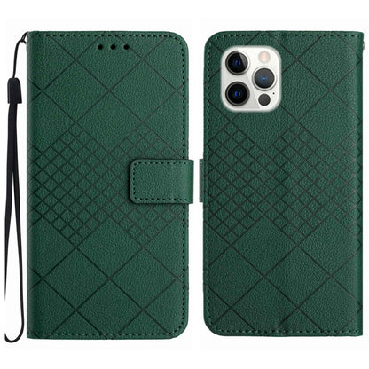 For iPhone 16 Pro Rhombic Grid Texture Leather Phone Case(Green) - iPhone 16 Pro Cases by PMC Jewellery | Online Shopping South Africa | PMC Jewellery | Buy Now Pay Later Mobicred