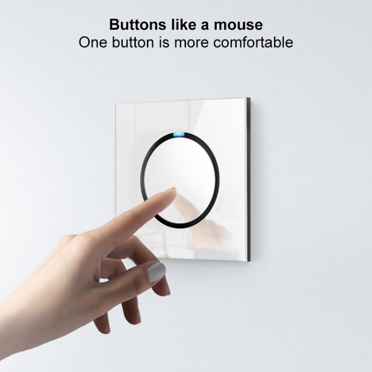 86mm Round LED Tempered Glass Switch Panel, White Round Glass, Style:Two Open Dual Control - Switch by PMC Jewellery | Online Shopping South Africa | PMC Jewellery | Buy Now Pay Later Mobicred