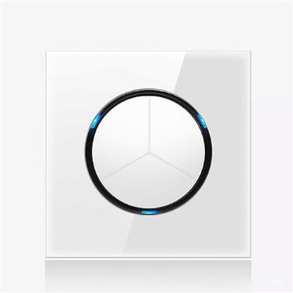 86mm Round LED Tempered Glass Switch Panel, White Round Glass, Style:Three Open Dual Control - Switch by PMC Jewellery | Online Shopping South Africa | PMC Jewellery | Buy Now Pay Later Mobicred