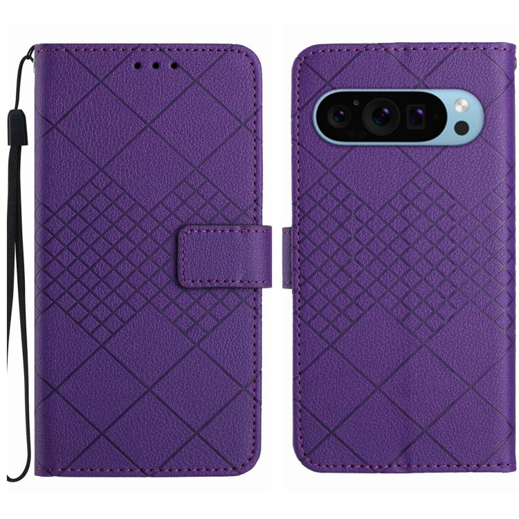 For Google Pixel 9 Rhombic Grid Texture Leather Phone Case(Purple) - Google Cases by PMC Jewellery | Online Shopping South Africa | PMC Jewellery | Buy Now Pay Later Mobicred