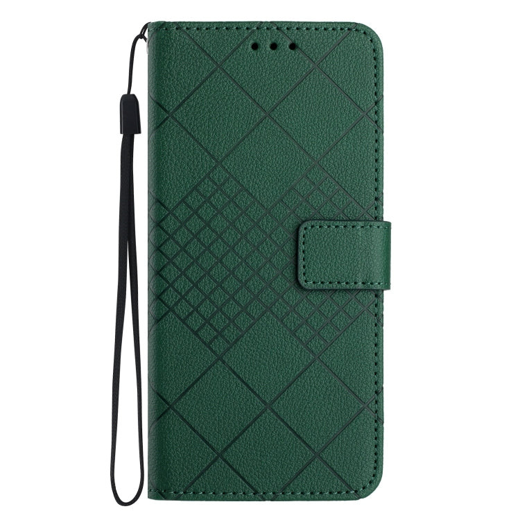 For Motorola Moto G Play 4G 2024 Rhombic Grid Texture Leather Phone Case(Green) - Motorola Cases by PMC Jewellery | Online Shopping South Africa | PMC Jewellery | Buy Now Pay Later Mobicred