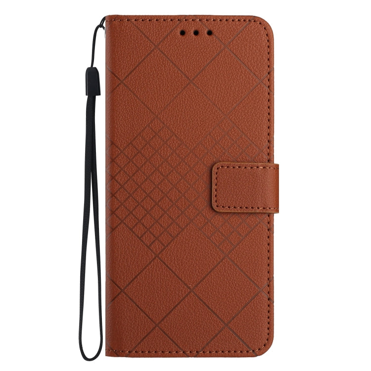 For Motorola Moto G Play 5G 2024 Rhombic Grid Texture Leather Phone Case(Brown) - Motorola Cases by PMC Jewellery | Online Shopping South Africa | PMC Jewellery | Buy Now Pay Later Mobicred