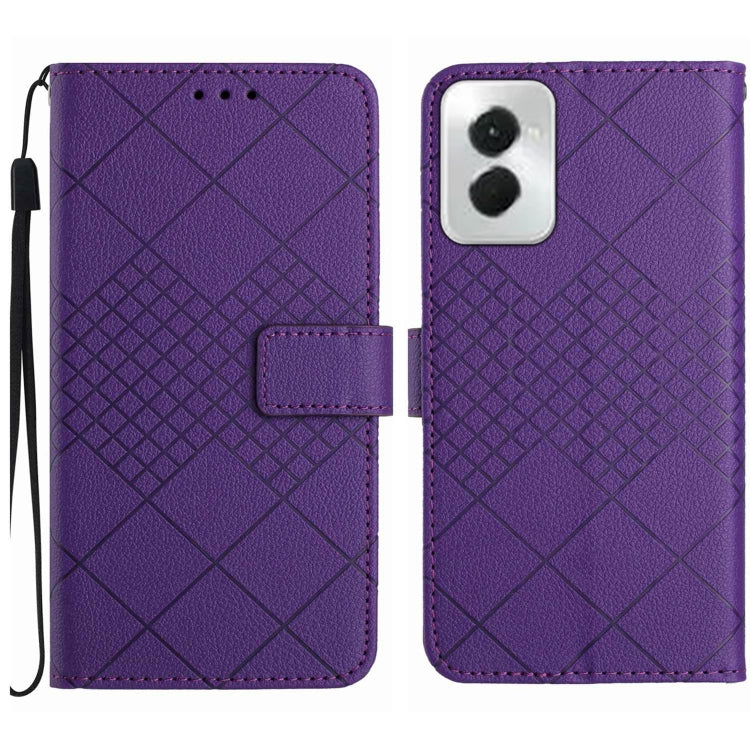 For Motorola Moto G Power 5G 2024 Rhombic Grid Texture Leather Phone Case(Purple) - Motorola Cases by PMC Jewellery | Online Shopping South Africa | PMC Jewellery | Buy Now Pay Later Mobicred