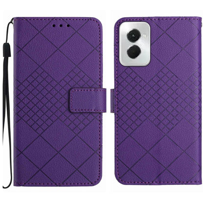 For Motorola Moto G Power 5G 2024 Rhombic Grid Texture Leather Phone Case(Purple) - Motorola Cases by PMC Jewellery | Online Shopping South Africa | PMC Jewellery | Buy Now Pay Later Mobicred