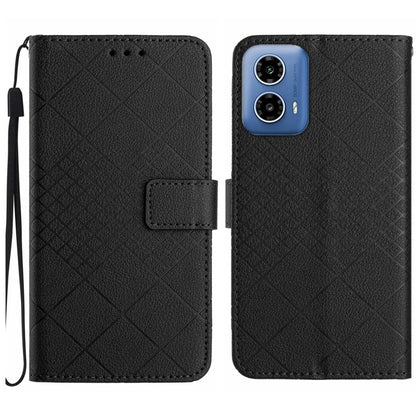 For Motorola Edge 5G 2024 Rhombic Grid Texture Leather Phone Case(Black) - Motorola Cases by PMC Jewellery | Online Shopping South Africa | PMC Jewellery | Buy Now Pay Later Mobicred