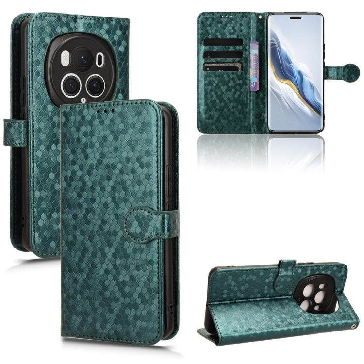 For Honor Magic6 Pro Honeycomb Dot Texture Leather Phone Case(Green) - Honor Cases by PMC Jewellery | Online Shopping South Africa | PMC Jewellery | Buy Now Pay Later Mobicred