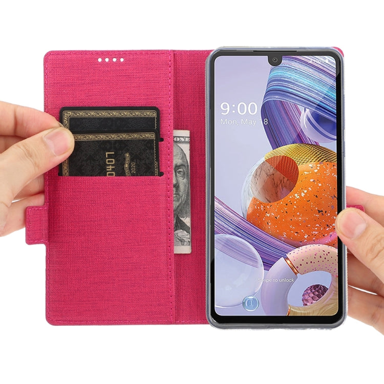 For LG Stylo 6 ViLi Side Button Magnetic Suction Type Shockproof TPU + PU Horizontal Flip Protective Case with Card Slot & Holder & Wallet(Rose Red) - LG by ViLi | Online Shopping South Africa | PMC Jewellery | Buy Now Pay Later Mobicred