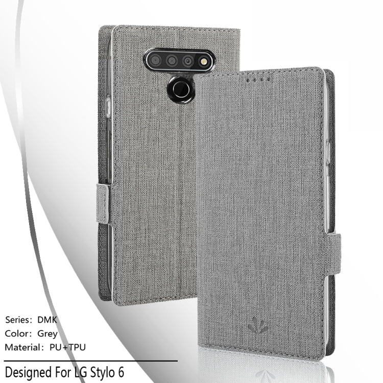 For LG Stylo 6 ViLi Side Button Magnetic Suction Type Shockproof TPU + PU Horizontal Flip Protective Case with Card Slot & Holder & Wallet(Grey) - LG by ViLi | Online Shopping South Africa | PMC Jewellery | Buy Now Pay Later Mobicred