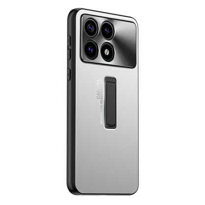 For Xiaomi Redmi K70 Pro Frosted Metal Hybrid TPU Holder Phone Case(Silver) - K70 Pro Cases by PMC Jewellery | Online Shopping South Africa | PMC Jewellery | Buy Now Pay Later Mobicred