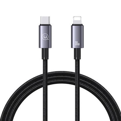 USAMS US-SJ662 Type-C To 8 Pin 30W Fast Charge Data Cable, Length: 1.2m(Black) - 2 in 1 Cable by USAMS | Online Shopping South Africa | PMC Jewellery | Buy Now Pay Later Mobicred