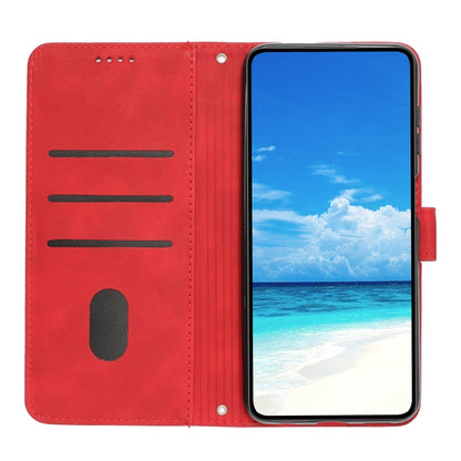 For OPPO A38 / Oppo A18 Skin Feel Heart Embossed Leather Phone Case with Long Lanyard(Red) - A18 Cases by PMC Jewellery | Online Shopping South Africa | PMC Jewellery | Buy Now Pay Later Mobicred