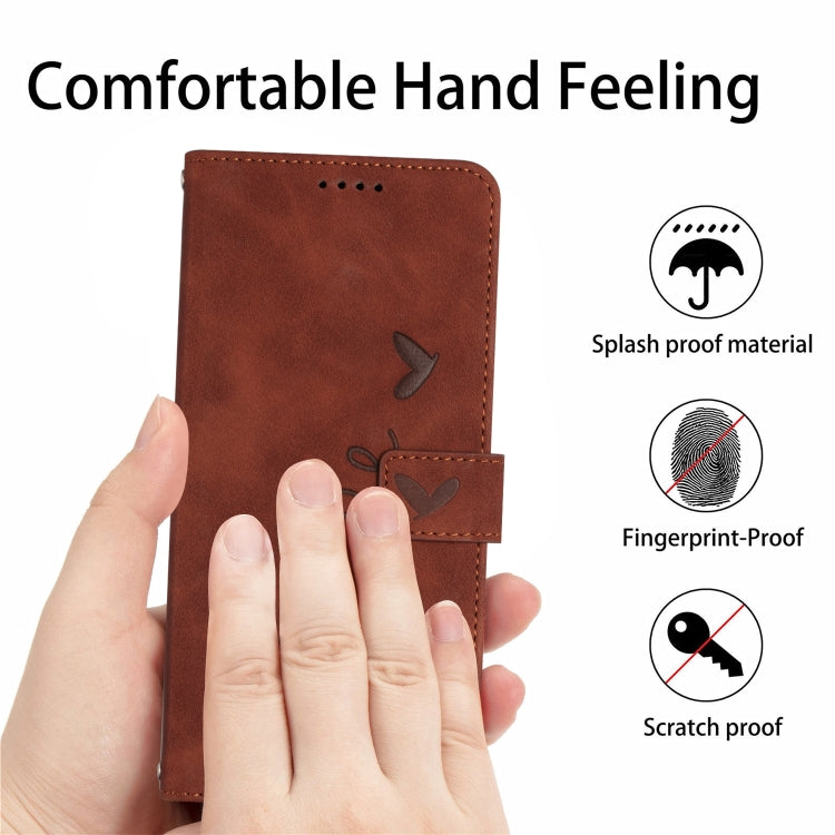 For Xiaomi Redmi K70 / K70 Pro Skin Feel Heart Embossed Leather Phone Case with Long Lanyard(Brown) - K70 Pro Cases by PMC Jewellery | Online Shopping South Africa | PMC Jewellery | Buy Now Pay Later Mobicred