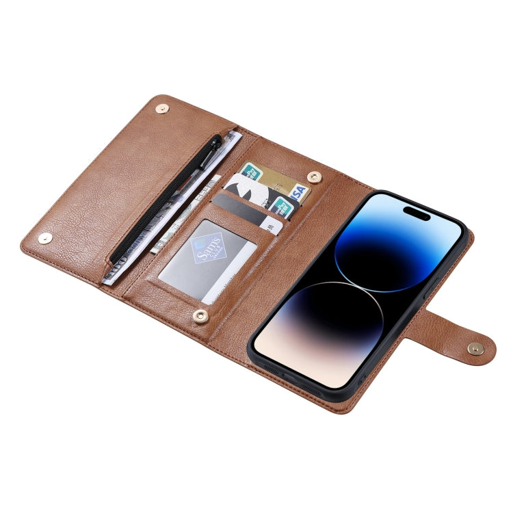 For iPhone 14 Pro Max ViLi GV Series MagSafe Magnetic Zipper Leather Phone Case(Brown) - iPhone 14 Pro Max Cases by ViLi | Online Shopping South Africa | PMC Jewellery | Buy Now Pay Later Mobicred