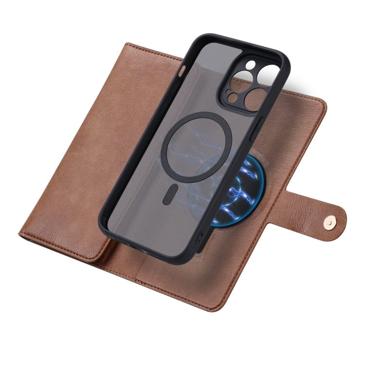 For iPhone 14 Pro ViLi GV Series MagSafe Magnetic Zipper Leather Phone Case(Brown) - iPhone 14 Pro Cases by ViLi | Online Shopping South Africa | PMC Jewellery | Buy Now Pay Later Mobicred