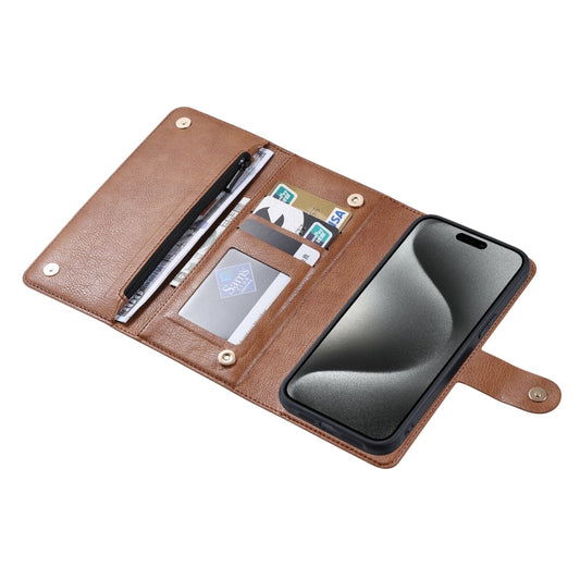 For iPhone 15 Pro ViLi GV Series MagSafe Magnetic Zipper Leather Phone Case(Brown) - iPhone 15 Pro Cases by ViLi | Online Shopping South Africa | PMC Jewellery | Buy Now Pay Later Mobicred