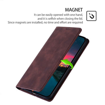 For Honor Magic6 Pro Skin Feel Magnetic Leather Phone Case(Dark Brown) - Honor Cases by PMC Jewellery | Online Shopping South Africa | PMC Jewellery | Buy Now Pay Later Mobicred