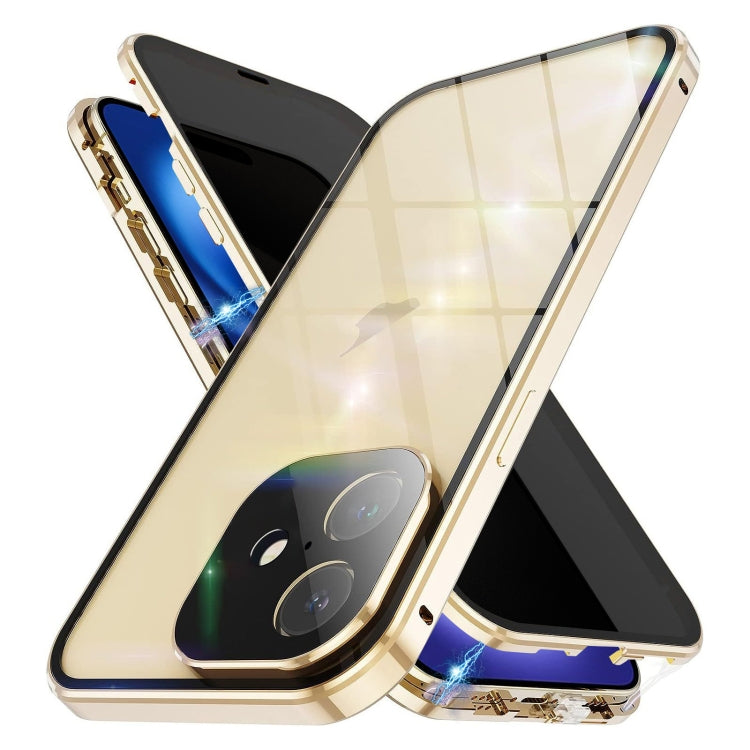 For iPhone 16 Plus Anti-peeping Magnetic Double-sided Tempered Glass Phone Case(Gold) - iPhone 16 Plus Cases by PMC Jewellery | Online Shopping South Africa | PMC Jewellery | Buy Now Pay Later Mobicred