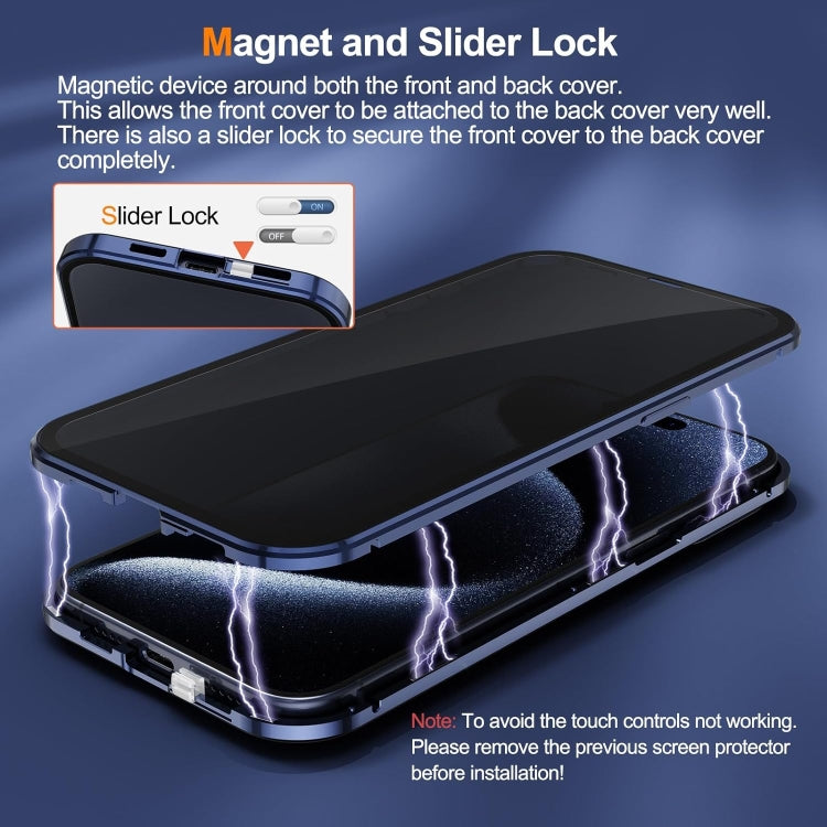 For iPhone 16 Pro Max Anti-peeping Magnetic Double-sided Tempered Glass Phone Case(Grey) - iPhone 16 Pro Max Cases by PMC Jewellery | Online Shopping South Africa | PMC Jewellery | Buy Now Pay Later Mobicred