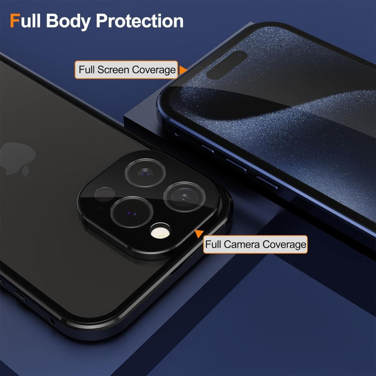 For iPhone 16 Anti-peeping Magnetic Double-sided Tempered Glass Phone Case(Blue) - iPhone 16 Cases by PMC Jewellery | Online Shopping South Africa | PMC Jewellery | Buy Now Pay Later Mobicred