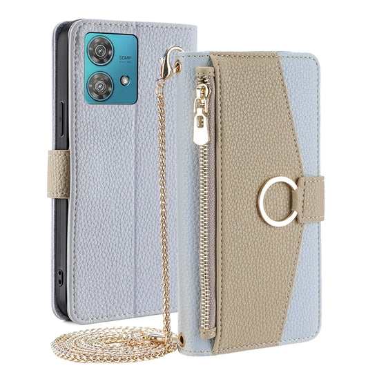 For Motorola Edge 40 Neo 5G Crossbody Litchi Texture Leather Phone Case(Blue) - Motorola Cases by PMC Jewellery | Online Shopping South Africa | PMC Jewellery | Buy Now Pay Later Mobicred