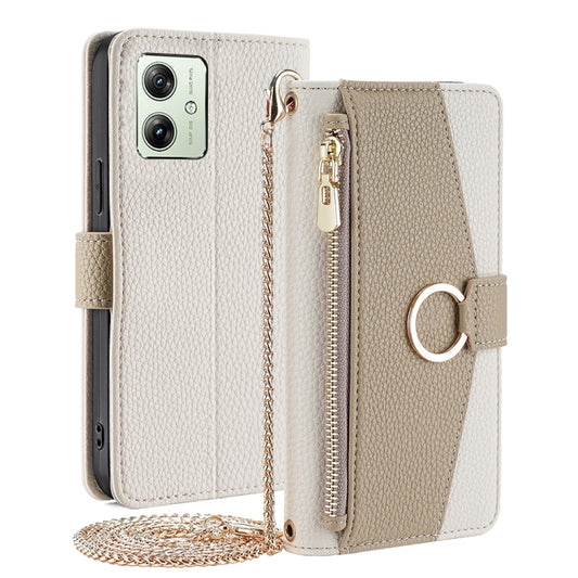 For Motorola Moto G54 5G EU Version Crossbody Litchi Texture Leather Phone Case(White) - Motorola Cases by PMC Jewellery | Online Shopping South Africa | PMC Jewellery | Buy Now Pay Later Mobicred