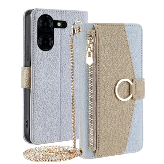 For Tecno Pova 5 Pro Crossbody Litchi Texture Leather Phone Case(Blue) - Tecno Cases by PMC Jewellery | Online Shopping South Africa | PMC Jewellery | Buy Now Pay Later Mobicred