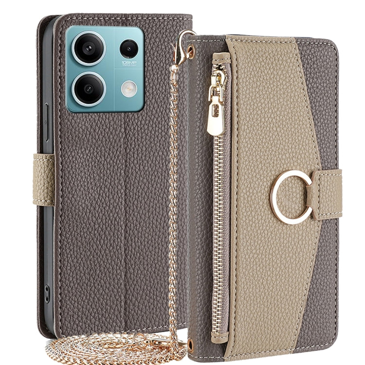 For Xiaomi Redmi Note 13 4G Crossbody Litchi Texture Leather Phone Case(Grey) - Note 13 Cases by PMC Jewellery | Online Shopping South Africa | PMC Jewellery | Buy Now Pay Later Mobicred