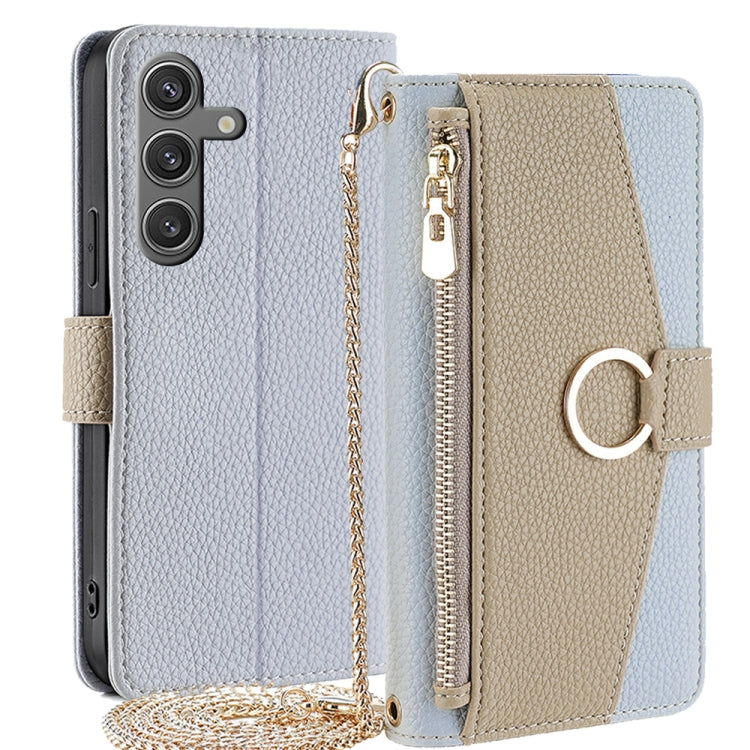 For Samsung Galaxy S24 5G Crossbody Litchi Texture Leather Phone Case(Blue) - Galaxy S24 5G Cases by PMC Jewellery | Online Shopping South Africa | PMC Jewellery | Buy Now Pay Later Mobicred