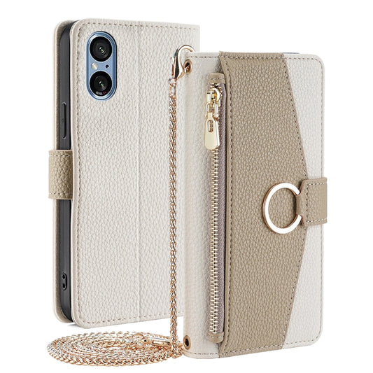 For Sony Xperia 5 V Crossbody Litchi Texture Leather Phone Case(White) - Sony Cases by PMC Jewellery | Online Shopping South Africa | PMC Jewellery | Buy Now Pay Later Mobicred