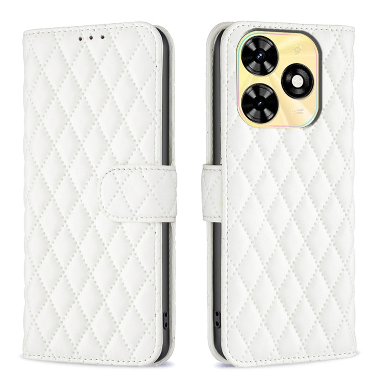 For Tecno Spark Go 2024 / 20C Diamond Lattice Wallet Flip Leather Phone Case(White) - Tecno Cases by PMC Jewellery | Online Shopping South Africa | PMC Jewellery | Buy Now Pay Later Mobicred