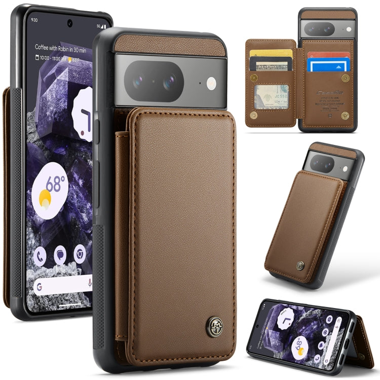 For Google Pixel 8 CaseMe C22 Card Slots Holder RFID Anti-theft Phone Case(Brown) - Google Cases by CaseMe | Online Shopping South Africa | PMC Jewellery | Buy Now Pay Later Mobicred