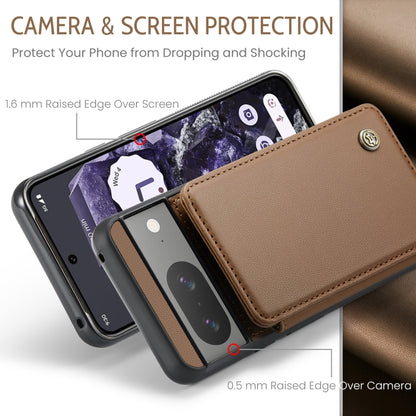 For Google Pixel 8 CaseMe C22 Card Slots Holder RFID Anti-theft Phone Case(Brown) - Google Cases by CaseMe | Online Shopping South Africa | PMC Jewellery | Buy Now Pay Later Mobicred