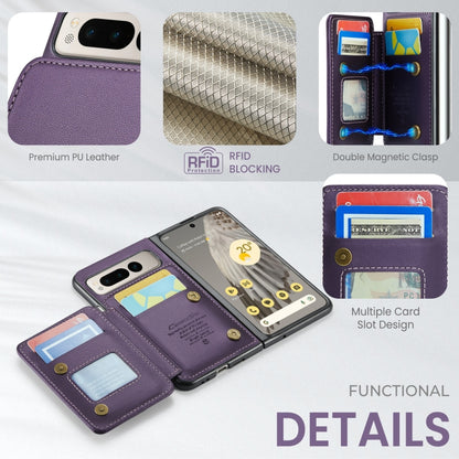 For Google Pixel Fold CaseMe C22 PC+TPU Business Style RFID Anti-theft Leather Phone Case(Purple) - Google Cases by CaseMe | Online Shopping South Africa | PMC Jewellery | Buy Now Pay Later Mobicred