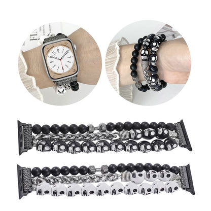 For Apple Watch Series 9 45mm Skull Beaded Watch Band(White) - Watch Bands by PMC Jewellery | Online Shopping South Africa | PMC Jewellery