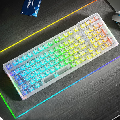 AULA F98 99-Key Wired 2.4G Bluetooth RGB Three Mode Mechanical Keyboard, Ice Crystal Switch(White) - Wired Keyboard by AULA | Online Shopping South Africa | PMC Jewellery | Buy Now Pay Later Mobicred