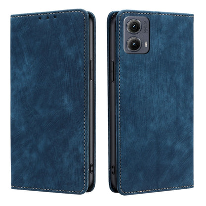 For Motorola Edge 5G 2024 RFID Anti-theft Brush Magnetic Leather Phone Case(Blue) - Motorola Cases by PMC Jewellery | Online Shopping South Africa | PMC Jewellery | Buy Now Pay Later Mobicred