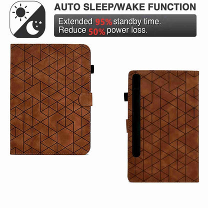 For Samsung Galaxy Tab S9 Rhombus TPU Smart Leather Tablet Case(Brown) - Galaxy Tab S9 Cases by PMC Jewellery | Online Shopping South Africa | PMC Jewellery | Buy Now Pay Later Mobicred