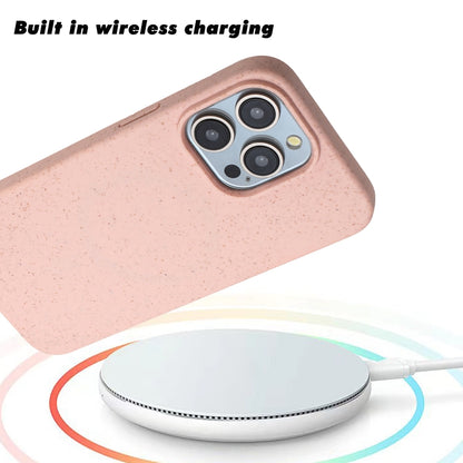 For iPhone 15 Pro Wheat MagSafe Magnetic Straw Material + TPU Phone Case(Pink) - iPhone 15 Pro Cases by PMC Jewellery | Online Shopping South Africa | PMC Jewellery