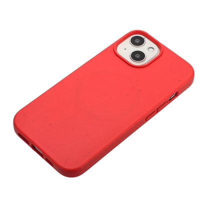 For iPhone 15 Wheat MagSafe Magnetic Straw Material + TPU Phone Case(Red) - iPhone 15 Cases by PMC Jewellery | Online Shopping South Africa | PMC Jewellery