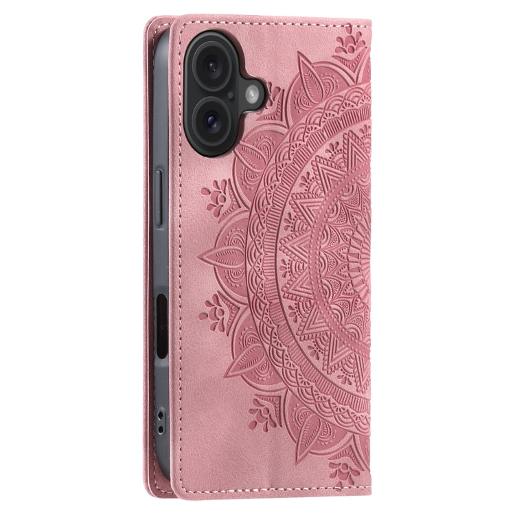 For iPhone 16 Totem Embossed Magnetic Leather Phone Case(Rose Gold) - iPhone 16 Cases by PMC Jewellery | Online Shopping South Africa | PMC Jewellery | Buy Now Pay Later Mobicred