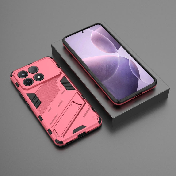 For Xiaomi Redmi K70 5G Punk Armor 2 in 1 PC + TPU Phone Case with Holder(Light Red) - K70 Cases by PMC Jewellery | Online Shopping South Africa | PMC Jewellery | Buy Now Pay Later Mobicred