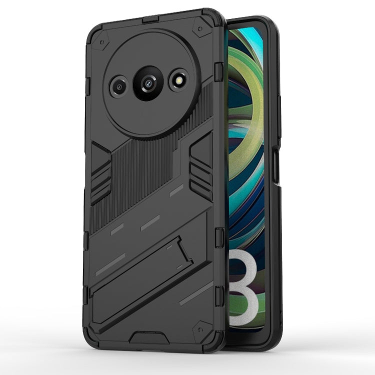 For Xiaomi Redmi A3 4G Global Punk Armor 2 in 1 PC + TPU Phone Case with Holder(Black) - Xiaomi Cases by PMC Jewellery | Online Shopping South Africa | PMC Jewellery | Buy Now Pay Later Mobicred