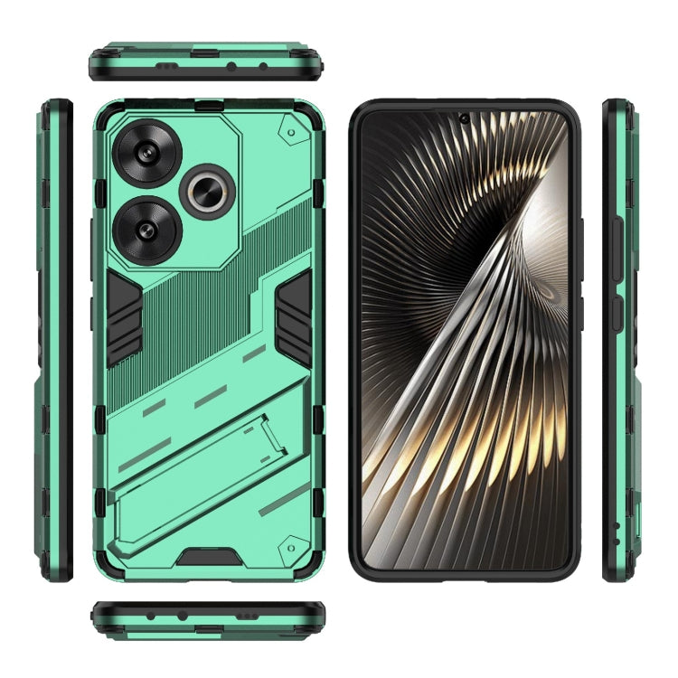 For Xiaomi Redmi Turbo 3 5G Punk Armor 2 in 1 PC + TPU Phone Case with Holder(Green) - Xiaomi Cases by PMC Jewellery | Online Shopping South Africa | PMC Jewellery | Buy Now Pay Later Mobicred